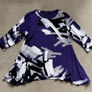 Alfani Purple and Black Abstract Tunic